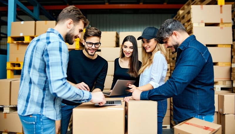 Team collaborating on supply chain and customer experience solutions Team collaborating on supply chain and customer experience solutions